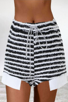 Casual Daily Striped Pocket Frenulum Regular High Waist Patchwork Bottoms