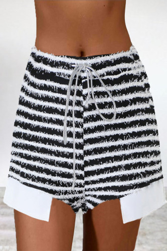 Casual Daily Striped Pocket Frenulum Regular High Waist Patchwork Bottoms