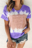 Casual Daily Color Block Contrast O Neck T-Shirts