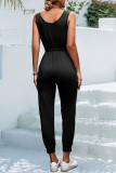 Sportswear Daily Solid Pocket Frenulum U Neck Regular Jumpsuits