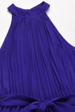 Casual Simplicity Solid Frenulum Fold Halter Loose Jumpsuits