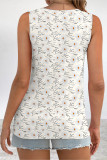 Casual Street Print Knotted O Neck Tops