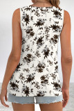 Casual Street Print Knotted O Neck Tops