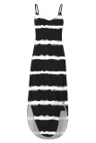 Casual Print Pocket Slit V Neck Sling Dress Dresses