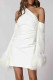Sexy Simplicity Solid Tassel Feathers One Shoulder Wrapped Skirt Dresses