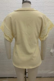 Daily Elegant Solid Lace Patchwork V Neck Tops