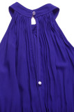 Casual Simplicity Solid Frenulum Fold Halter Loose Jumpsuits