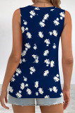 Casual Street Print Knotted O Neck Tops