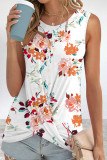 Casual Street Print Knotted O Neck Tops
