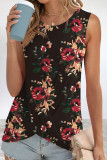 Casual Street Print Knotted O Neck Tops