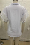 Daily Elegant Solid Lace Patchwork V Neck Tops