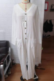 Casual Vacation Solid Pocket Buckle V Neck Loose Jumpsuits