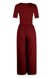 Casual Daily Solid Solid Color O Neck Regular Jumpsuits