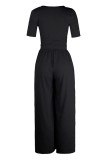 Casual Daily Solid Solid Color O Neck Regular Jumpsuits