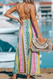 Sexy Geometric Patchwork V Neck Sling Dress Dresses