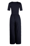Casual Daily Solid Solid Color O Neck Regular Jumpsuits