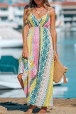 Sexy Geometric Patchwork V Neck Sling Dress Dresses