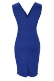 Celebrities Elegant Solid Slit Fold V Neck Evening Dress Dresses