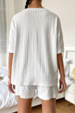 Casual Sportswear Daily Solid Solid Color O Neck Short Sleeve Two Pieces