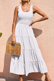 Casual Simplicity Solid Solid Color U Neck Cake Skirt Dresses