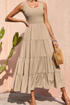 Casual Simplicity Solid Solid Color U Neck Cake Skirt Dresses