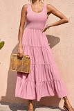 Casual Simplicity Solid Solid Color U Neck Cake Skirt Dresses
