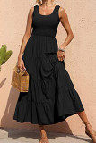 Casual Simplicity Solid Solid Color U Neck Cake Skirt Dresses