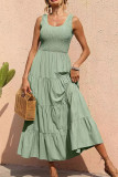Casual Simplicity Solid Solid Color U Neck Cake Skirt Dresses