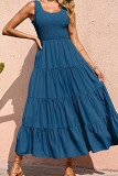 Casual Simplicity Solid Solid Color U Neck Cake Skirt Dresses