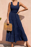 Casual Simplicity Solid Solid Color U Neck Cake Skirt Dresses