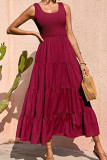 Casual Simplicity Solid Solid Color U Neck Cake Skirt Dresses
