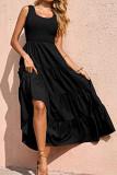 Casual Simplicity Solid Solid Color U Neck Cake Skirt Dresses