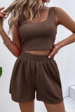 Casual Daily Living Solid Solid Color U Neck Sleeveless Two Pieces