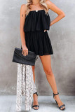 Casual Daily Solid Backless Fold Strapless Loose Rompers