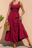 Casual Simplicity Solid Solid Color U Neck Cake Skirt Dresses