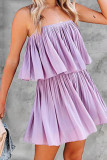 Casual Daily Solid Backless Fold Strapless Loose Rompers