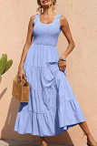 Casual Simplicity Solid Solid Color U Neck Cake Skirt Dresses