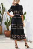 Elegant College Print Frenulum Shirt Collar A Line Dresses