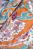 Casual College National Totem Print Patchwork Frenulum O Neck Loose Rompers