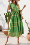 Elegant College Print Frenulum Shirt Collar A Line Dresses
