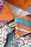 Casual College National Totem Print Patchwork Frenulum O Neck Loose Rompers