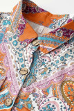 Casual College National Totem Print Patchwork Frenulum O Neck Loose Rompers