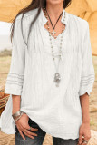 Casual Simplicity Solid V Neck Tops