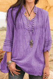 Casual Simplicity Solid V Neck Tops
