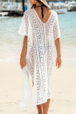 Sexy Vacation Solid Hollowed Out Slit Swimwears Cover Up