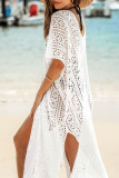 Sexy Vacation Solid Hollowed Out Slit Swimwears Cover Up