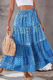 Elegant College Vacation Geometric Patchwork Draw String High Waist Type A Patchwork Bottoms