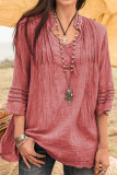 Casual Simplicity Solid V Neck Tops