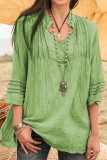 Casual Simplicity Solid V Neck Tops