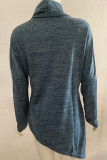 Casual Solid Patchwork Asymmetrical Scarf Collar Tops